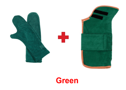 Towel and glove set green