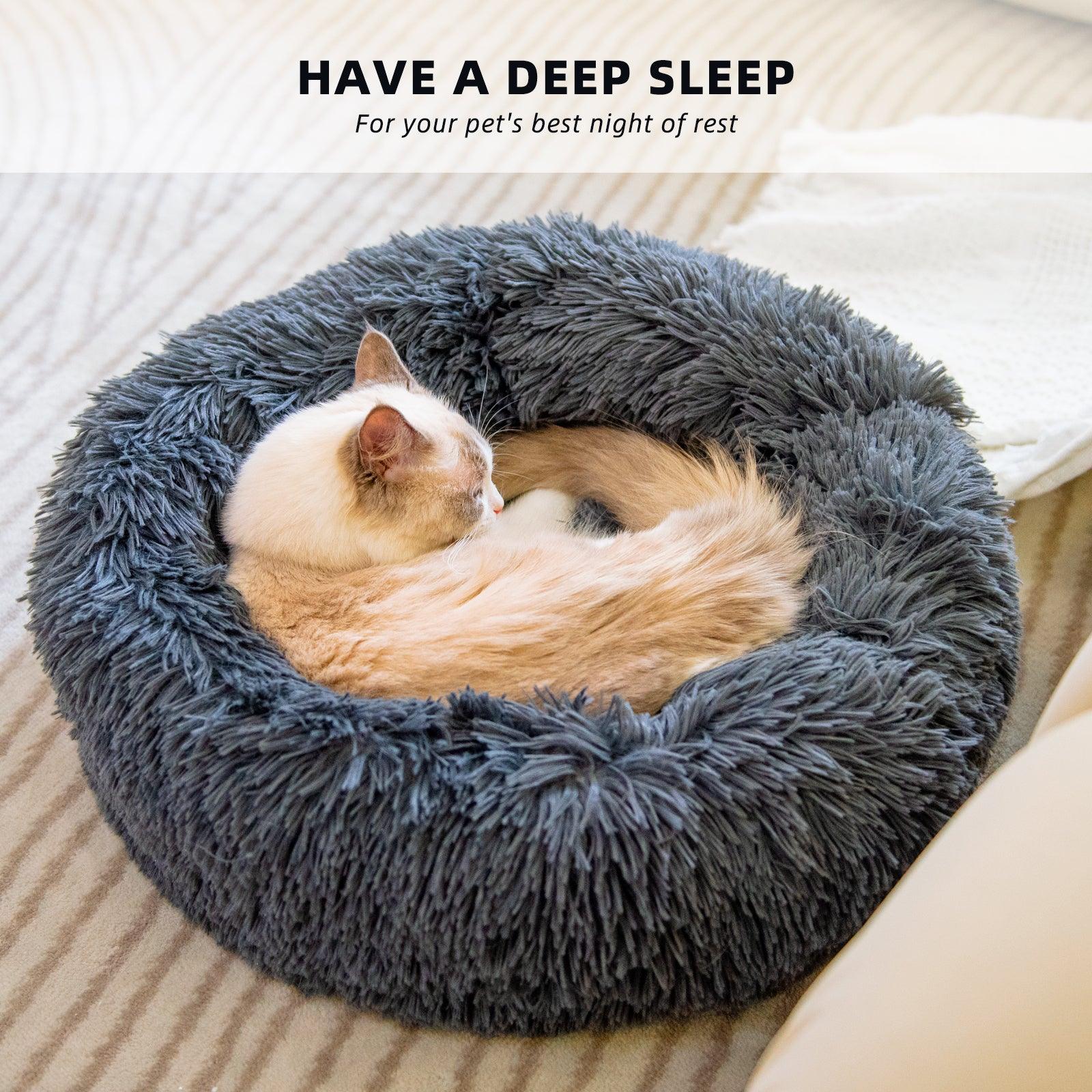 Luxury Plush Donut Pet Bed: Cozy Haven For Small Dogs And Cats-0