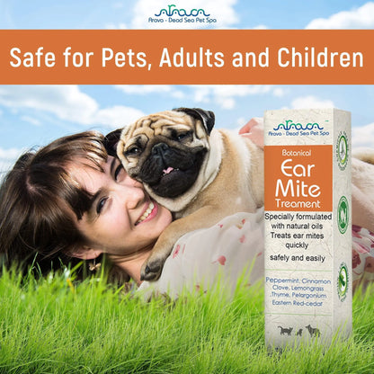 Natural Ear Mite Treatment for Dogs & Cats Pet Ear Mites Infection Cleaner. Safe