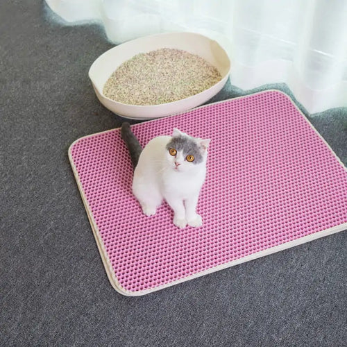 Waterproof Cat Litter Mat Pink