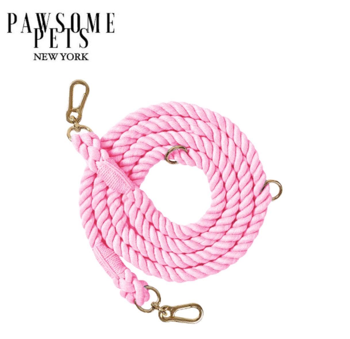 HANDS FREE DOG ROPE LEASH - PINK LOVE-0