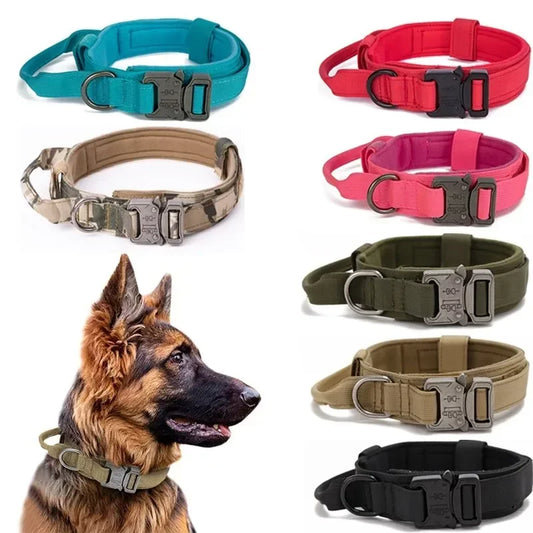 Durable Tactical Dog Collar and Leash Set.; colors