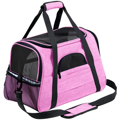 Pet Messenger Carrier Travel Bag pink