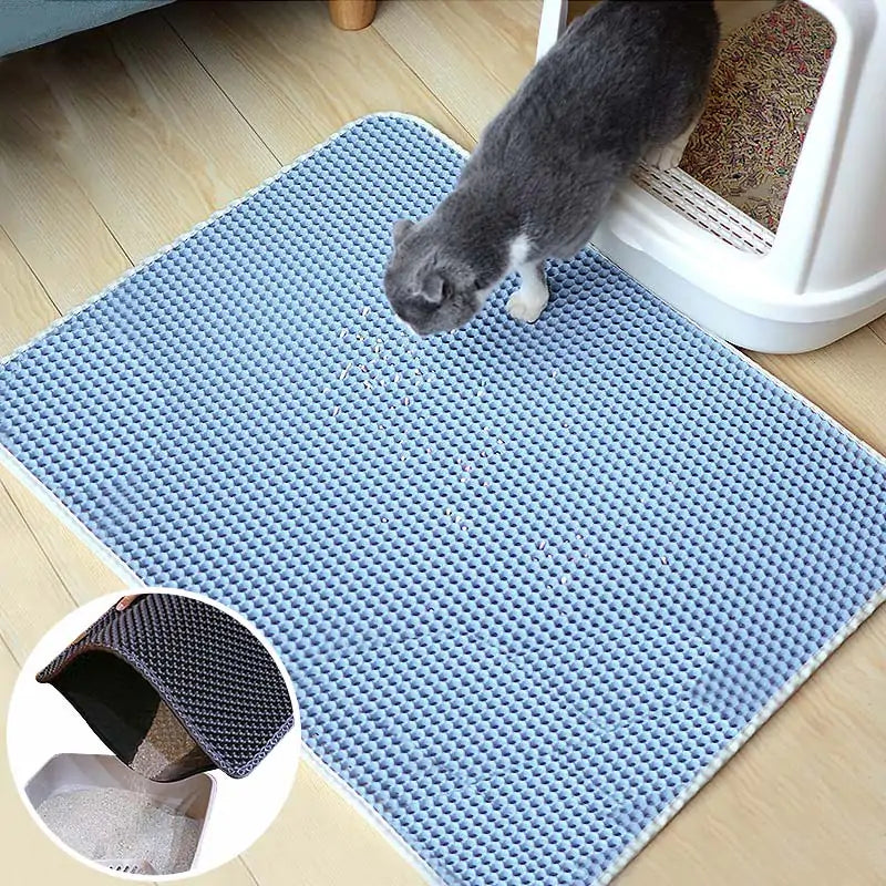 Waterproof Cat Litter Mat. Blue