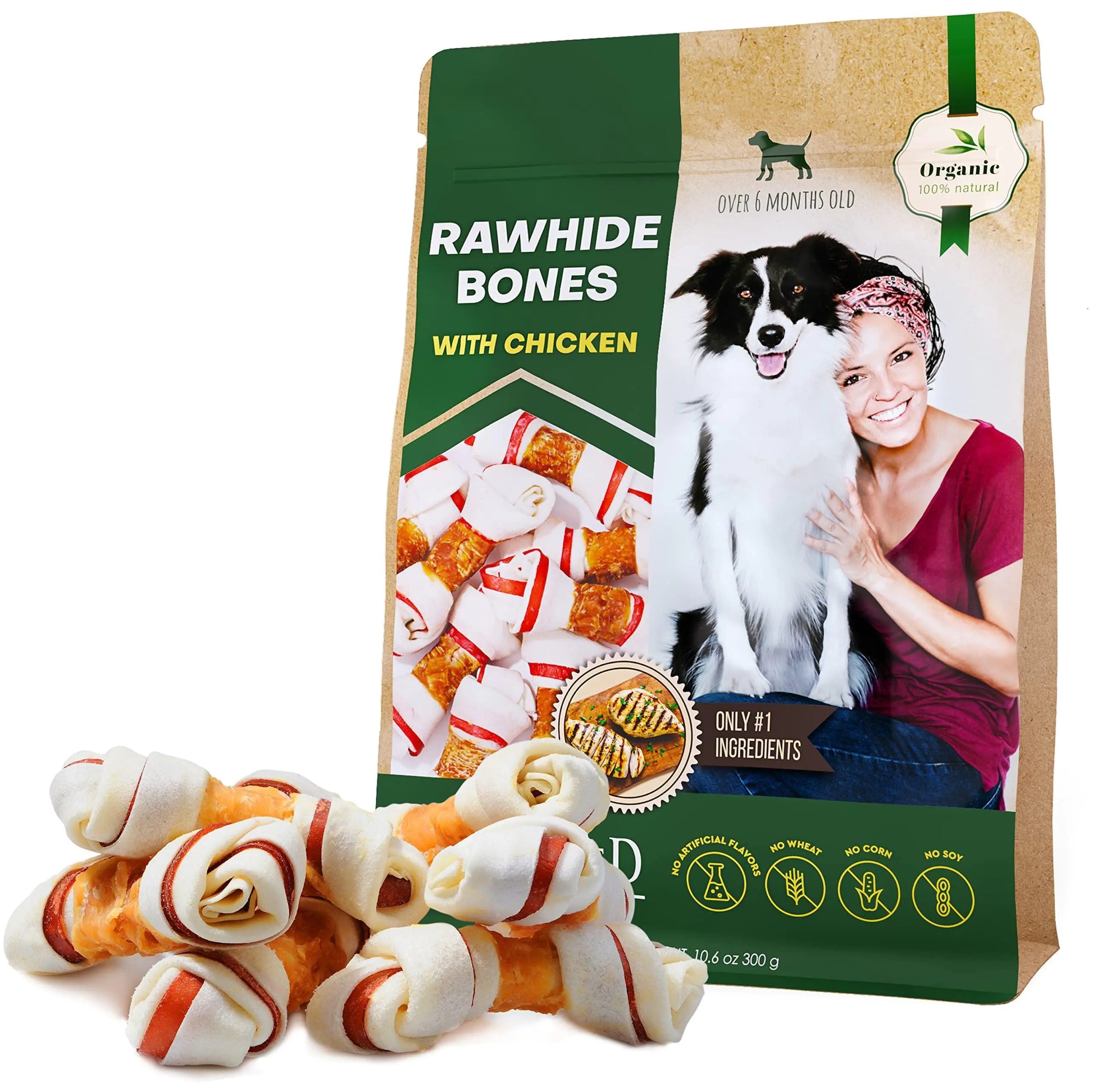 Rawhide Bones Wrapped with Real Chicken. Product picture