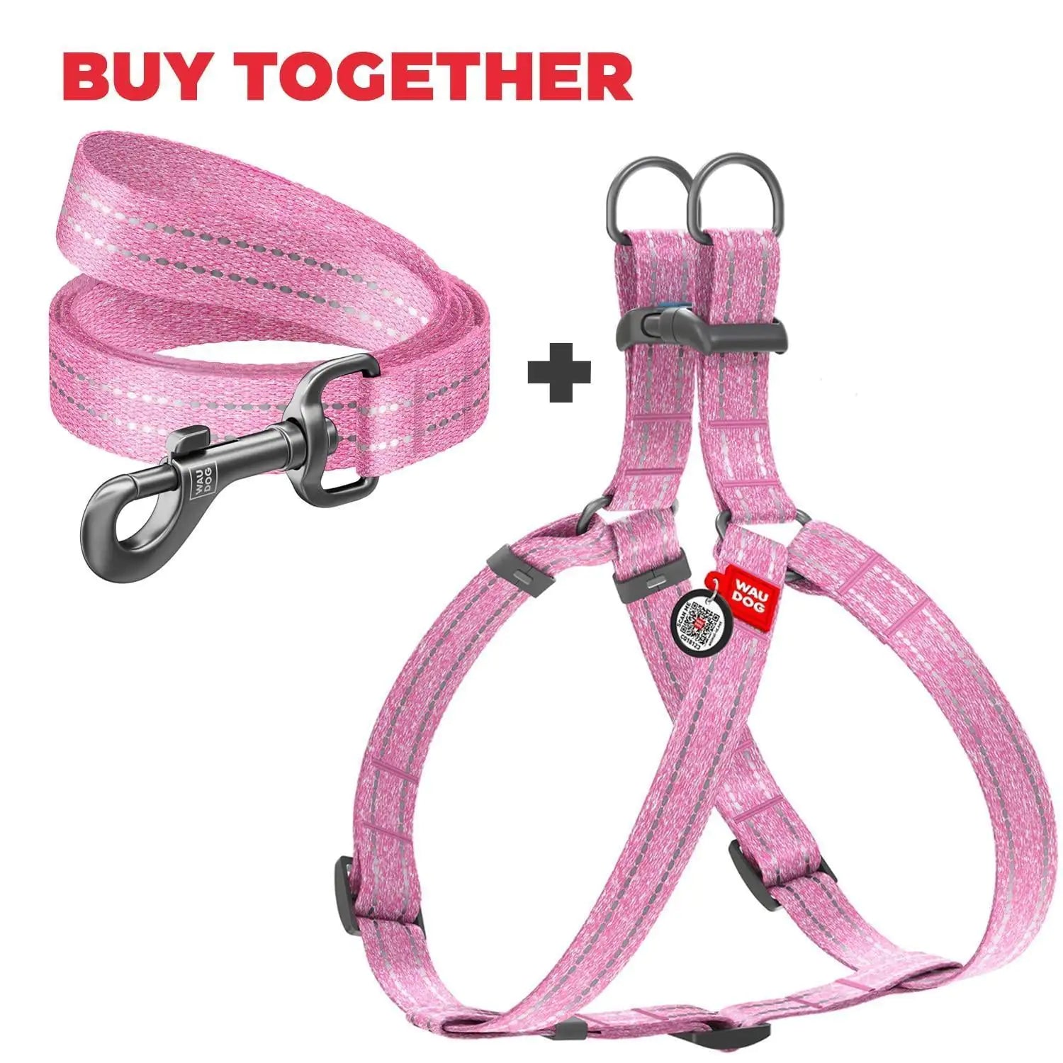 Pink Cotton Dog Harness Soft Eco Friendly Adjustable for Large Dogs L Size. Buy with a leash