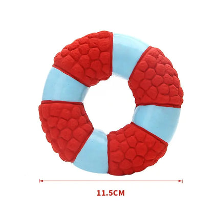 Squeaky Dog Toys red and blue doughnut 11.5cm