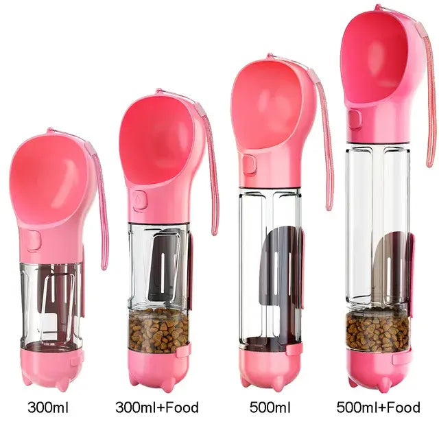 All-in-One Pet Care Trio: Food Feeder, Drinker, and Poop Dispenser. pink