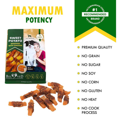 Dog Sweet Potato Wrapped with Chicken Pet Natural Chew Treats Grain Free Snacks. Maximum potency