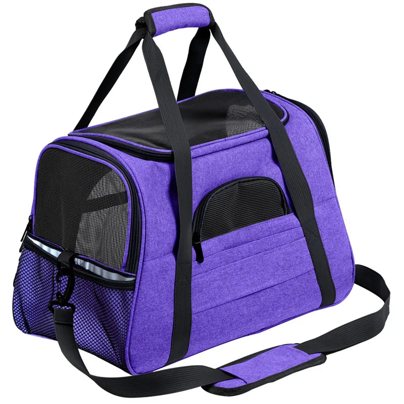 Pet Messenger Carrier Travel Bag purple