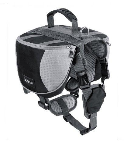 Adventure Paws Pet Harness With Built-In Backpack Black and Grey