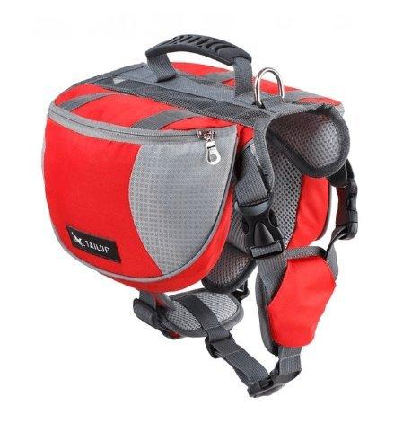 Adventure Paws Pet Harness With Built-In Backpack Red