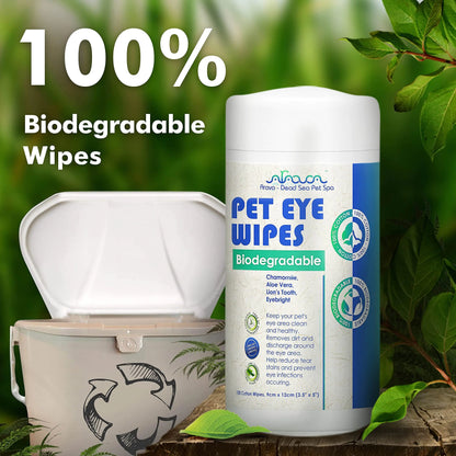 Pet Eye Wipes for Dogs Cats Puppies Kittens 100 Count  100% biodegradable