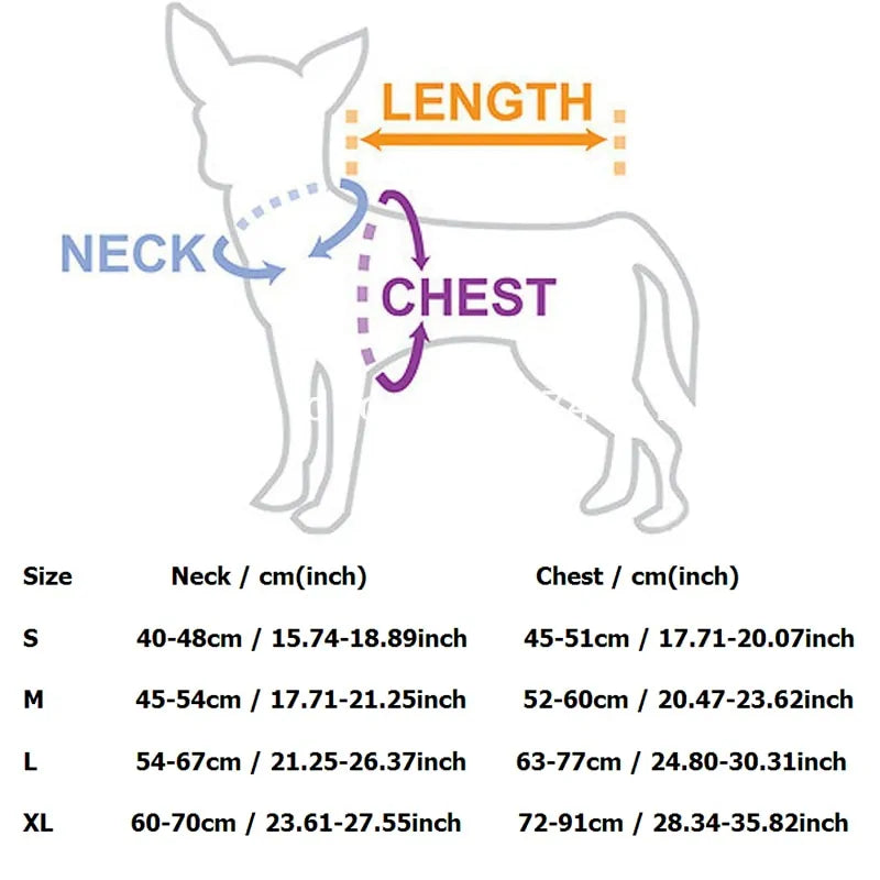  Dog  Harness Collar Size Chart