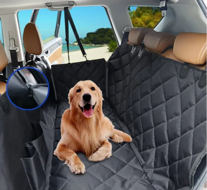 Universal Car Rear Seat Pet Mat. With dog in the car back seat