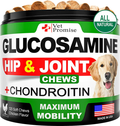 Glucosamine for Dogs Hip and Joint Supplement for Dogs 120 Mobility Chews label