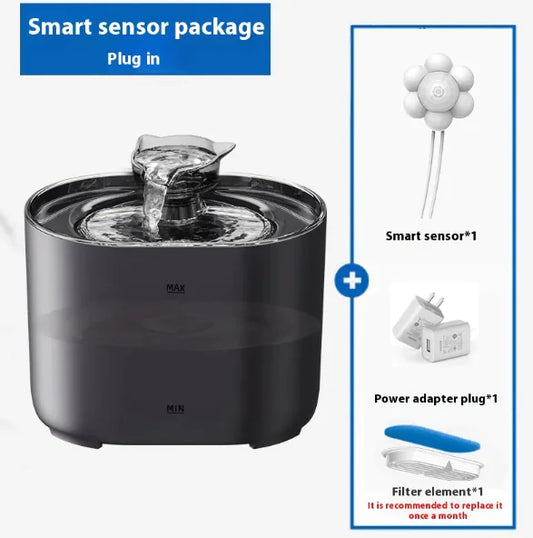 Pet USB Electric Water Feeder added smart sensor package grey