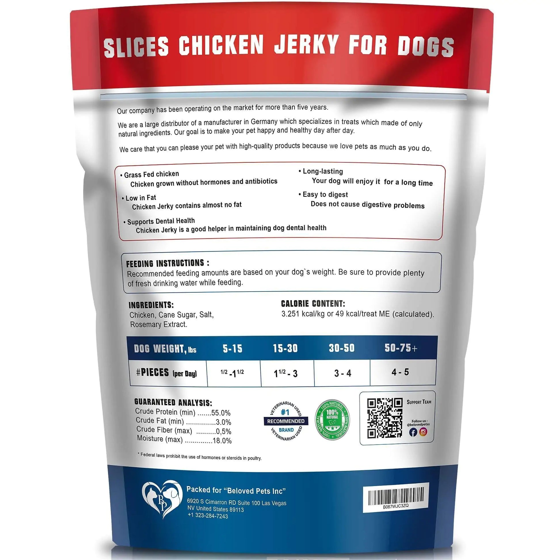 Chicken  Dog Treats Back Label