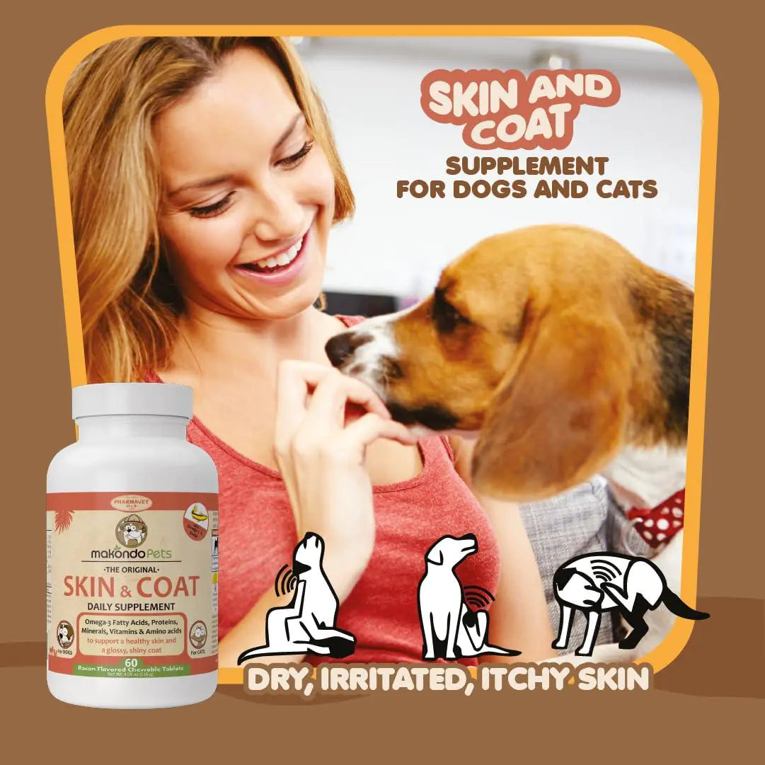 Skin and Coat Supplement with Fish Oil and Omega 3 for Dogs and Cats Dog Itch for skin and coat